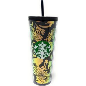 Starbucks 2021 Exclusive Halloween Gold Embossed Spiderweb Tumbler 20 Oz. NWT